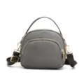 Grey multi-layer canvas crossbody bag for women, casual handbag with shoulder strap - Light Gray