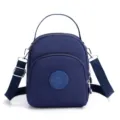 Women's stylish blue oxford cloth mini backpack crossbody bag with adjustable straps and handle. - Dark Blue