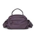 Purple nylon shoulder bag, casual multi-layer crossbody handbag with top handle for daily use. - Deep purple