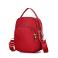Red nylon crossbody bag, small shoulder handbag, lightweight and portable phone pouch. - Red