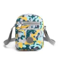 Stylish printed nylon crossbody bag with multi-pocket design, lightweight and spacious. - Yellow Map