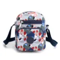 Floral nylon crossbody bag with multi-zip compartments, lightweight casual shoulder bag for women. - Ginkgo