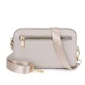 Light grey nylon crossbody shoulder bag for women, casual daily travel small square handbag. - Beige