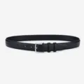 Ceinture en cuir véritable noir pour femme 2.5cm de large avec boucle ardillon argentée. - 105cm / Noir