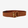 Damen breiter brauner elastischer Taillengürtel Retro Stretch Wildleder Gürtel für Mantel - Goldschnalle - Kamel