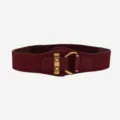 Damen breiter elastischer Taillengürtel burgund vintage stretchy kleid dekorativ - Goldschnalle - Rot