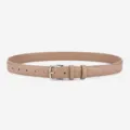 Damen hellbrauner Ledergürtel, 2.5cm lässiger Rindsleder Taillengürtel mit Dornschließe - 105cm / Khaki