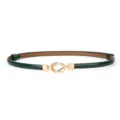 Ceinture fine en cuir vert foncé pour femme avec boucle nœud dorée, ceinture de robe. - Cuir Verni Vert