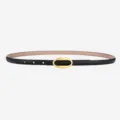 Élégante ceinture fine en cuir pour femme avec boucle ovale dorée sangle de taille - 100cm / Boucle Dorée - Noir