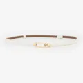 Ceinture fine et blanche en cuir minimaliste avec boucle dorée en U pour robe élégante et chic. - Napa Blanc