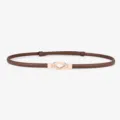 Ceinture fine en cuir marron pour femme avec boucle nœud doré pour robe élégante. - 95cm / Caramel Mat
