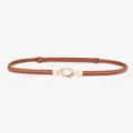 Ceinture fine en cuir marron pour femmes avec boucle élégante en métal doré noué. - 95cm / Chameau Mat