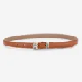 Ceinture fine en cuir marron pour femme avec boucle métallique vintage à fleurs pour jeans. - Boucle Carrée / Chameau