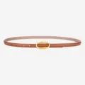 Variante de ceinture femme en cuir marron, lanière fine avec boucle ovale dorée élégante. - 100cm / Camel Avec Boucle Dorée