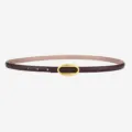 Ceinture fine en cuir pour femme avec boucle ovale dorée, idéale pour jeans et pantalons. - 100cm / Boucle Dorée Café