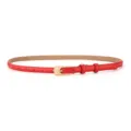 Minimalist red thin leather belt for women with elegant gold buckle, versatile dress accessory - Long Needle Buckle / 105cm / Red