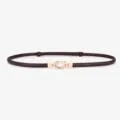Ceinture fine en cuir de vache pour femme avec boucle dorée, accessoire pour robe. - 95cm / Café Mat