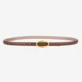 Brown leather women thin belt with gold oval buckle casual pants jeans accessory style sku - 100cm / Gold Buckle Caramel