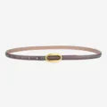 Minimalist women's leather belt with a sleek gold oval buckle in taupe brown style variant. - 100cm / Gold Buckle Dark Gray