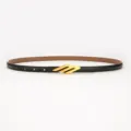 Fin ceinture femme noire avec boucle métallique dorée, ceinture jeans élégante et tendance. - Film de Transfert Noir