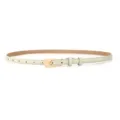 Women thin leather belt, elegant cream white strap with gold buckle for dress daily wear - Long Needle Buckle / 105cm / Light Gray