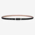 Black Thin Cowhide Women Leather Belt Featuring Silver Oval Buckle Variant Model - 100cm / Silver Buckle - Black