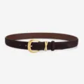 Ceinture femme en daim marron avec boucle dorée vintage, accessoire chic de 2.5 cm. - 105cm / Café Ébène