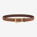 Women's brown suede belt with vintage gold metal buckle, 2.5cm wide French style accessory. - 105cm / Wasteland Color