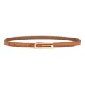 Women genuine leather thin belt with gold metal buckle for dresses and casual wear. - Long G Style / 100cm / Camel