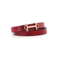 Elegant red leather women belt with gold H buckle, stylish minimalist waist accessory for daily wear. - Single Layer I-Plate Buckle / Red