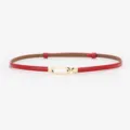 Women's thin red leather belt with gold metal buckle, elegant waist dress accessory. - Patent Red