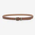 Slim brown leather belt for women with vintage silver ornate buckle for casual wear - Round Buckle / Caramel color