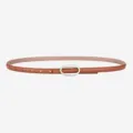 Women's brown leather thin belt featuring a silver oval buckle, versatile daily accessory. - 100cm / Camel With Silver Buckle