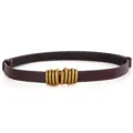 Ceinture fine femme en cuir marron avec boucle anneau metal pour robe manteau pull - Café / 95cm