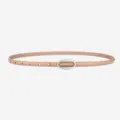 Minimalist women's leather belt with an elegant silver oval buckle for casual wear. - 100cm / Silver Buckle - Khaki