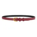 Burgunderrote Damen schmale Ledergürtel mit goldener Schnalle minimalistisch casual Jeans. - 105cm / Omega - Rot
