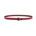 Women's slim red leather belt with vintage metal buckle stylish dress accessory daily wear - Red