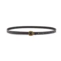 Women thin leather belt for dress suit versatile waist strap with vintage metal buckle chic - Coffee