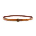 Women thin leather belt, elegant brown cowhide waistband with vintage gold buckle for dress. - Camel