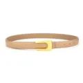 Détails de la ceinture en cuir pour femme minimaliste avec boucle en U dorée, accessoire. - Boucle Carrée / Kaki
