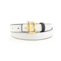 Élégante ceinture en cuir blanc pour femme avec boucle dorée en forme de lettre B chic. - 100cm / Noir et Blanc