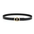 Ceinture femme en cuir noir avec boucle ovale en métal doré ceinture élégante et stylée accessoire - 100cm / Nez de Cochon - Noir