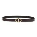 Ceinture en cuir pour femme avec boucles ovales dorées style élégant accessoire de mode - 100cm / Nez de Cochon - Café