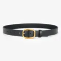 Zwarte lederen riem met gouden achthoekige gesp, stijlvolle casual damestailleceintuur. - 100cm / Zeshoekige Brons - Zwart