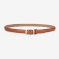 Dames echt lederen riem minimalistische doorn gesp bruin stijlvolle broekriem hoofdaanzicht - camel / 105cm