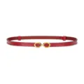 Roter schmaler Ledergürtel für Damen, elegante goldene Schnalle, schickes Kleidungsaccessoire. - 80-100cm / Rot