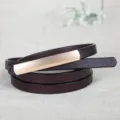 Ceinture fine en cuir pour femme marron foncé variante, accessoire élégant boucle métal. - 100cm / Café
