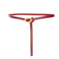 Ceinture fine en cuir rouge pour femme avec boucle en métal doré et nœud ajustable. - 100cm / Rouge