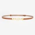Fine ceinture en cuir marron avec une boucle dorée élégante pour vos belles robes. - Chameau Nappa