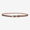 Ceinture fine femme en cuir de vaches marron avec boucle métallique argentée, accessoire mode. - 105cm / Couleur caramel